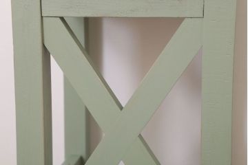 レトロ家具　昭和レトロ　ペイントがかわいい角スツール(くすんだグリーン)