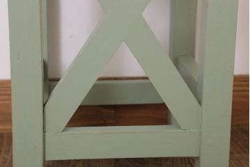 レトロ家具　昭和レトロ　ペイントがかわいい角スツール(くすんだグリーン)