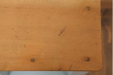 レトロ家具　昭和レトロ　ペイントがかわいい角スツール(くすんだ水色)