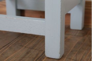 レトロ家具　昭和レトロ　ペイントがかわいい角スツール(くすんだ水色)