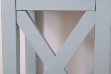レトロ家具　昭和レトロ　ペイントがかわいい角スツール(くすんだ水色)