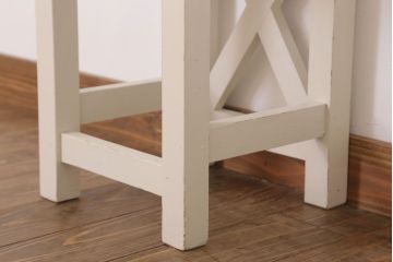 レトロ家具　昭和レトロ　ペイントがかわいい角スツール(ホワイト)(1)