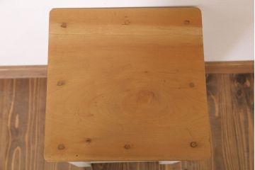 レトロ家具　昭和レトロ　ペイントがかわいい角スツール(ホワイト)(1)