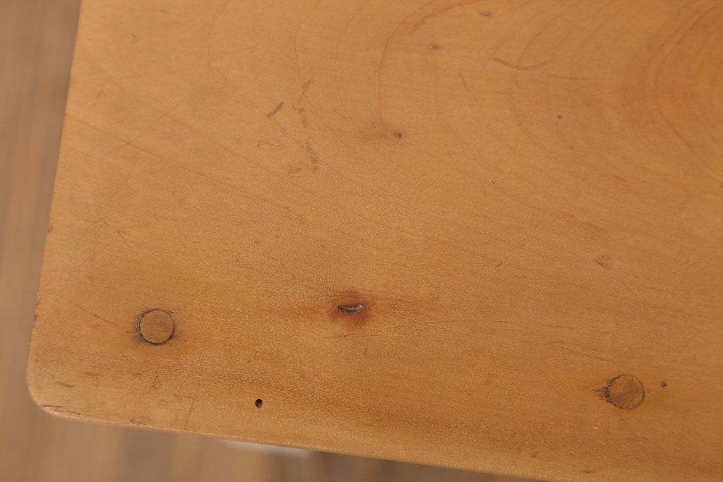 レトロ家具　昭和レトロ　ペイントがかわいい角スツール(ホワイト)(1)