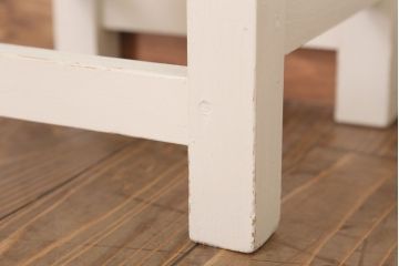 レトロ家具　昭和レトロ　ペイントがかわいい角スツール(ホワイト)(1)