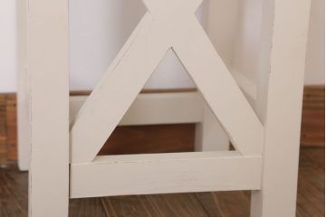 レトロ家具　昭和レトロ　ペイントがかわいい角スツール(ホワイト)(1)