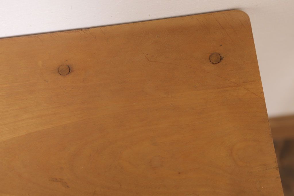 レトロ家具　昭和レトロ　ペイントがかわいい角スツール(ホワイト)(2)