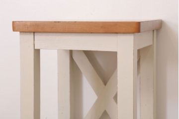 レトロ家具　昭和レトロ　ペイントがかわいい角スツール(ホワイト)(2)