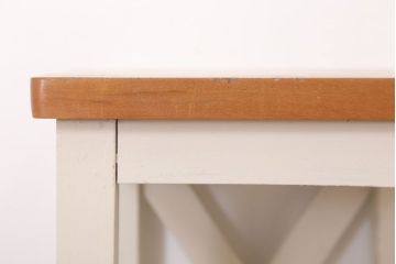 レトロ家具　昭和レトロ　ペイントがかわいい角スツール(ホワイト)(2)