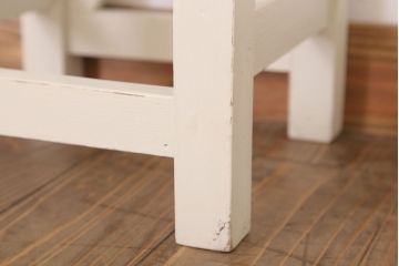 レトロ家具　昭和レトロ　ペイントがかわいい角スツール(ホワイト)(2)
