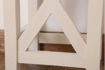 レトロ家具　昭和レトロ　ペイントがかわいい角スツール(ホワイト)(2)