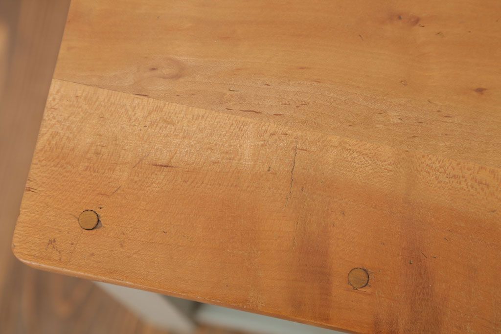 昭和レトロ　ペイントがかわいい角スツール(オリーブグリーン)(1)