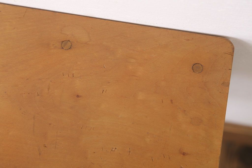 昭和レトロ　ペイントがかわいい角スツール(オリーブグリーン)(1)