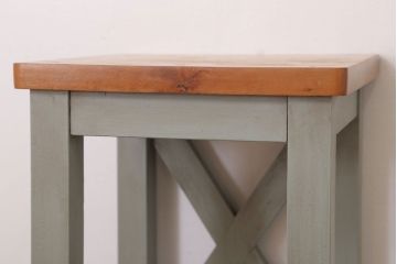 昭和レトロ　ペイントがかわいい角スツール(オリーブグリーン)(1)