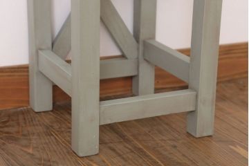 昭和レトロ　ペイントがかわいい角スツール(オリーブグリーン)(1)