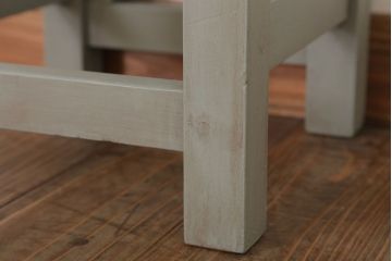 昭和レトロ　ペイントがかわいい角スツール(オリーブグリーン)(1)