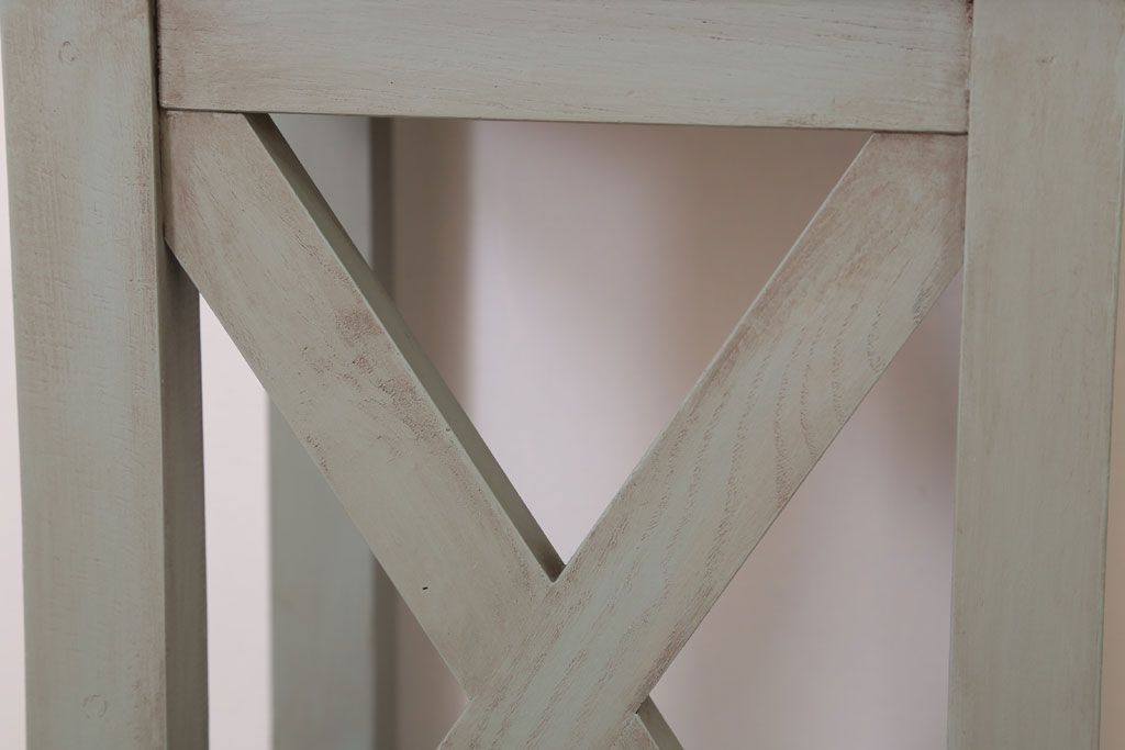 昭和レトロ　ペイントがかわいい角スツール(オリーブグリーン)(1)