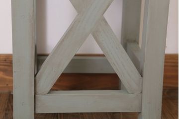 昭和レトロ　ペイントがかわいい角スツール(オリーブグリーン)(1)