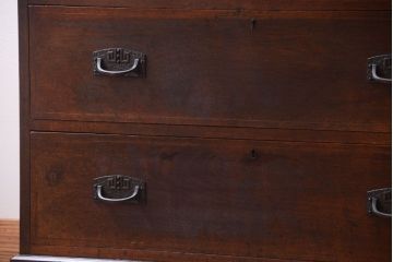 アンティーク家具　大正ロマン　象嵌入り!和製アンティークの鏡付き衣装箪笥