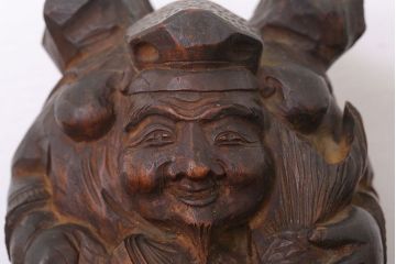 アンティーク雑貨　古民具・骨董　欅材　木彫りの大黒様と恵比寿様の置物