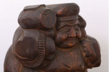 アンティーク雑貨　古民具・骨董　欅材　木彫りの大黒様と恵比寿様の置物