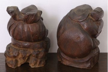 アンティーク雑貨　古民具・骨董　欅材　木彫りの大黒様と恵比寿様の置物