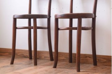中古　秋田木工　ビンテージ　編座面の上質なチェア2脚セット