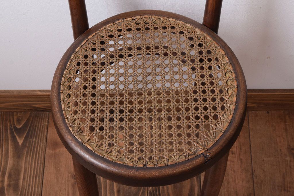 中古　秋田木工　ビンテージ　編座面の上質なチェア2脚セット