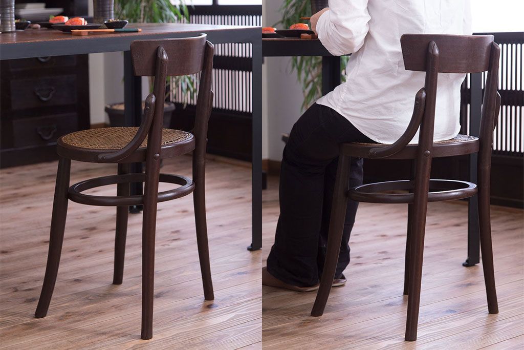 中古　秋田木工　ビンテージ　編座面の上質なチェア