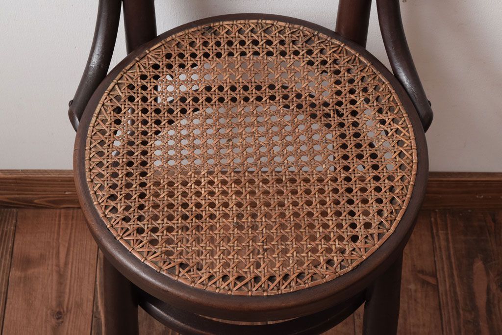 中古　秋田木工　ビンテージ　編座面の上質なチェア