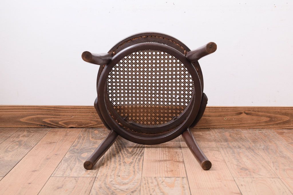 中古　秋田木工　ビンテージ　編座面の上質なチェア