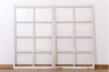 昭和レトロなアンティークガラス戸2枚セット(引き戸・窓)(1)