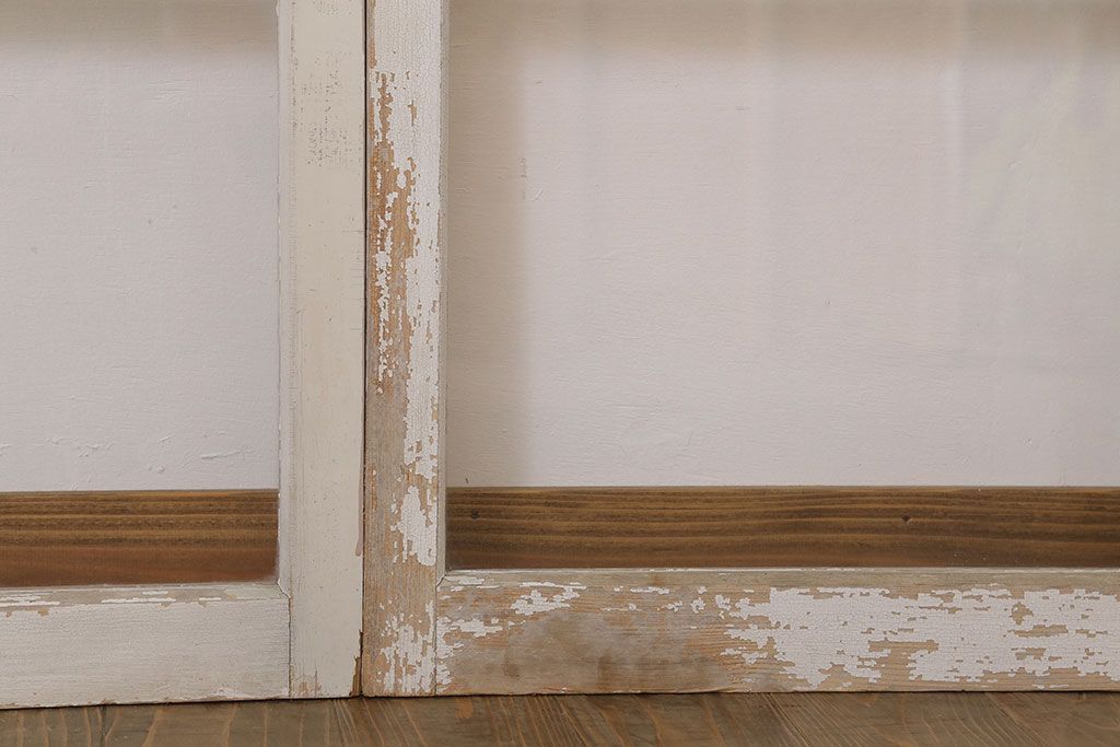 昭和レトロなアンティークガラス戸2枚セット(引き戸・窓)(1)