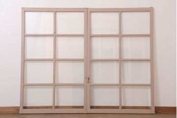 昭和レトロなアンティークガラス戸2枚セット(引き戸・窓)(1)