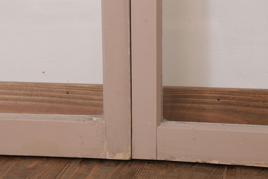 昭和レトロなアンティークガラス戸2枚セット(引き戸・窓)(1)