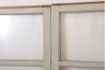 昭和レトロなアンティークガラス戸2枚セット(引き戸・窓)(2)