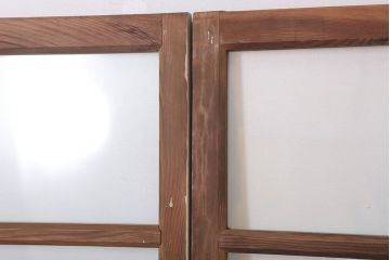 アンティークの昭和レトロなガラス戸2枚セット(引き戸・窓)(1)