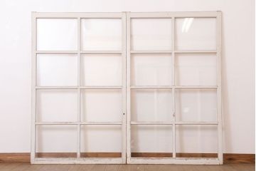 【A様ご成約分】アンティークの昭和レトロなガラス戸2枚セット(引き戸・窓)(2)