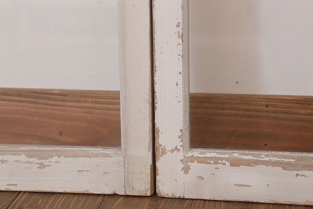 【A様ご成約分】アンティークの昭和レトロなガラス戸2枚セット(引き戸・窓)(2)