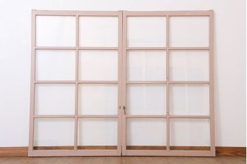 【A様ご成約分】アンティークの昭和レトロなガラス戸2枚セット(引き戸・窓)(2)