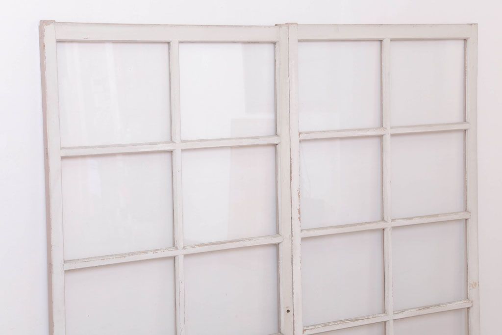 アンティークの昭和レトロなガラス戸2枚セット(引き戸・窓)(3)