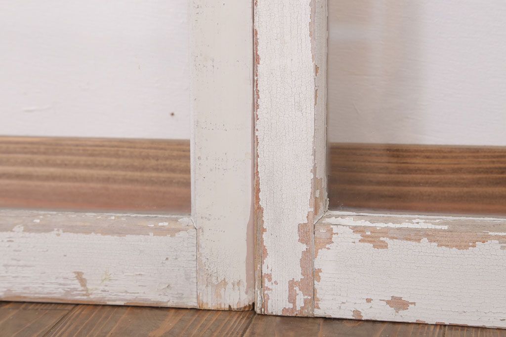 アンティークの昭和レトロなガラス戸2枚セット(引き戸・窓)(3)