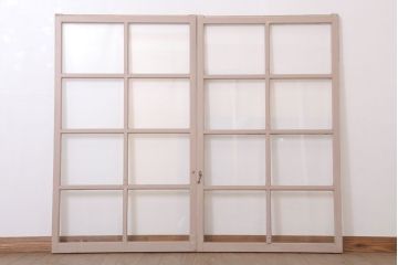 アンティークの昭和レトロなガラス戸2枚セット(引き戸・窓)(3)