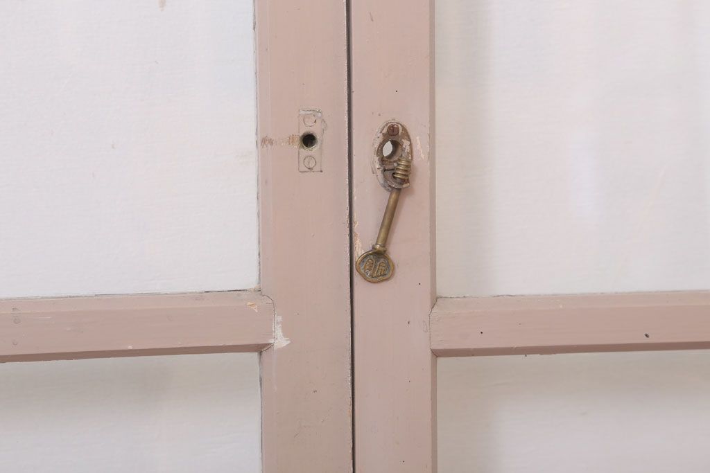 アンティークの昭和レトロなガラス戸2枚セット(引き戸・窓)(3)