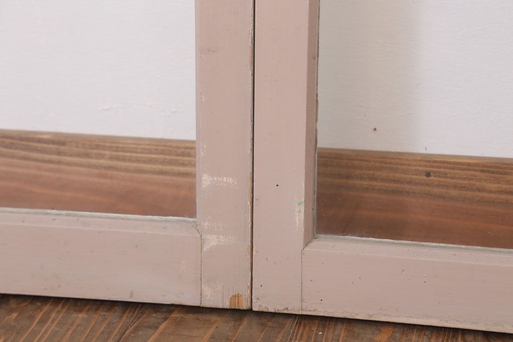 アンティークの昭和レトロなガラス戸2枚セット(引き戸・窓)(3)