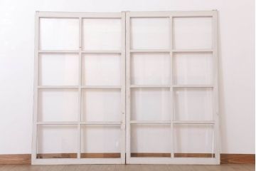 昭和レトロなアンティークガラス戸2枚セット(引き戸・窓)