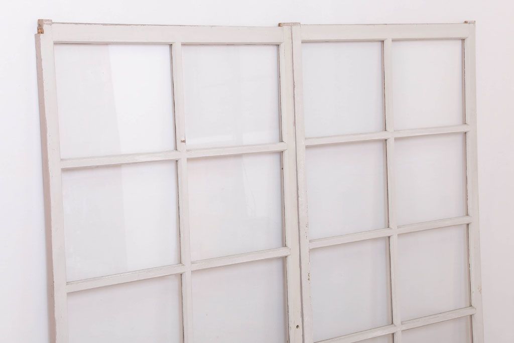 昭和レトロなアンティークガラス戸2枚セット(引き戸・窓)
