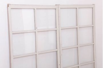 昭和レトロなアンティークガラス戸2枚セット(引き戸・窓)