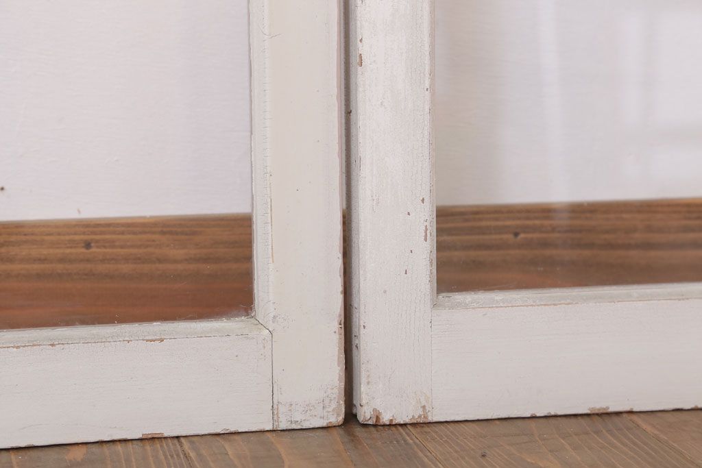 昭和レトロなアンティークガラス戸2枚セット(引き戸・窓)