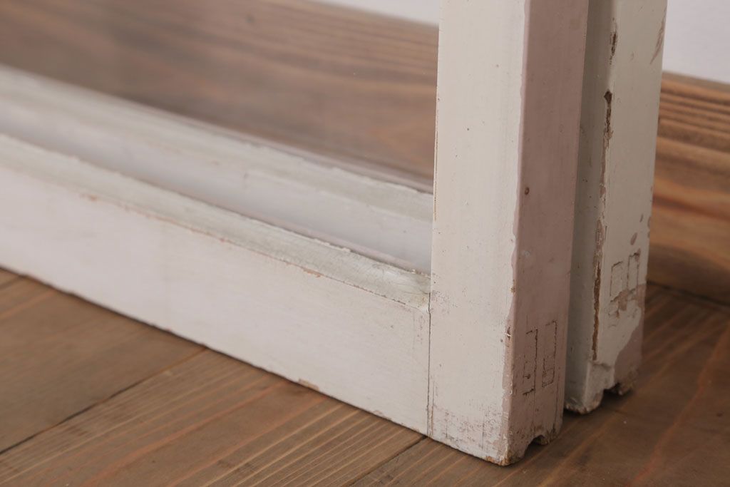 昭和レトロなアンティークガラス戸2枚セット(引き戸・窓)